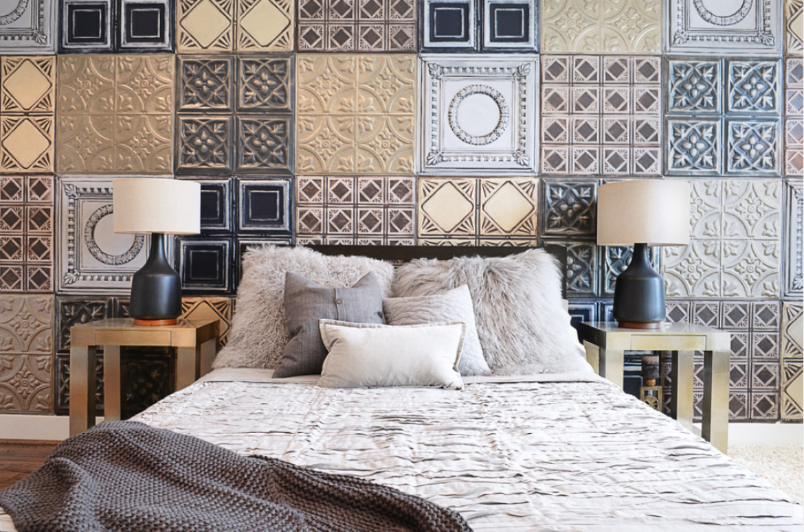 decorate bedroom, decorative tiles, Bedroom Accent Wall, Wall Treatment