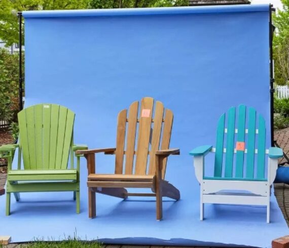 three adirondack chairs